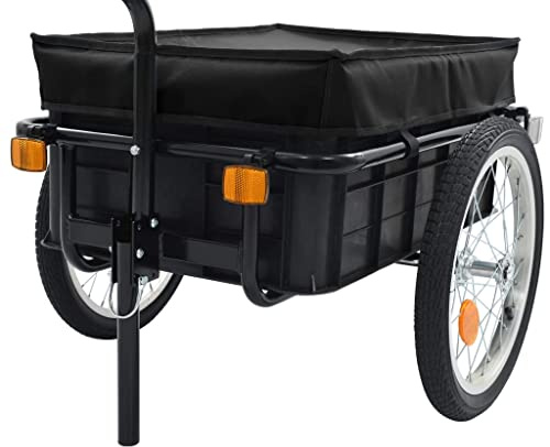 ZEYUAN Fahrradanhänger/Handwagen 155x60x83 cm Stahl Schwarz, Fahrrad Anhänger, Lastenanhänger, Handwagen, Fahrrad-lastenanhänger, Lastenfahrrad
