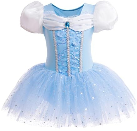 Lito Angels Princess Cinderella Ballerina Costume Ballet Leotard with Tutu Dress for Kids Girls, Fancy Dance Wear Outfit Age 6-7 Years (Tag Number 130)