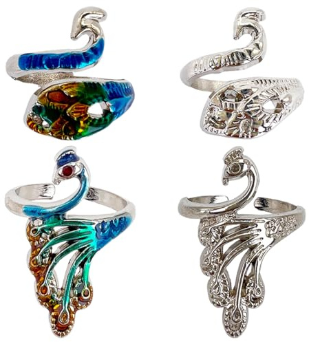 XKSOCT 4 Piezas Anillo Ganchillo para Tejer Tabla Bloqueo para Guía Hilo Dedo Accesorios Línea Fijación Anillo Ganchillo Dedal Alfileres Etiquetas Artículos Bucle Ajustable Suministros