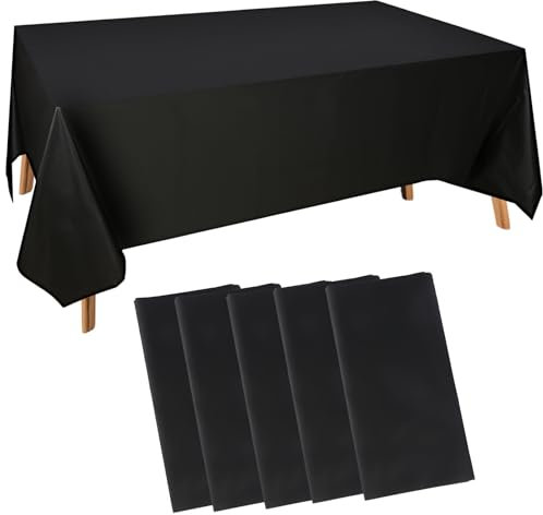 5 Stück Einweg Tischdecke Schwarz, Kunststoff Biertisch Tischdecke,137 x 274cm Papiertischdecke, Rechteckige Tischdecke Papierrolle für Geburtstagsparty, Hochzeiten, Picknick