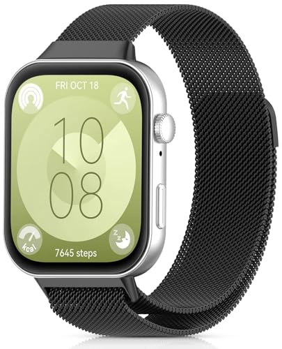 CHANRASI Metallrem kompatibel med Huawei Watch Fit 4/Fit 4 Pro/Fit 3 damarmband, magnetband för Huawei Watch Fit 4/Fit 4 Pro/Fit 3, svart metallarmband