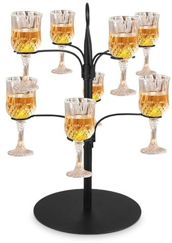 Strixorn Torre delle bevande, portabicchieri da vino sul piano del tavolo, portabottiglie con 6 ganci porta calici portabicchieri appendiabiti in vetro decorazione per tavolo da cucina bar ristorante