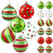 JOISHOP 12pcs Christmas Tree Baubles, 2.95 Inch Hanging Christmas Balls Ornaments Red and Green Christmas Baubles Shatterproof Balls with Strings for Xmas Tree Decorations