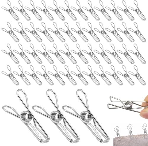 100 Pièces Pince a Linge en INOX Exterieur 4.5cm,Solide Antirouille Epingle a Linge INOX,Robuste et Durable Pinces à Linge Métalliques pour Les Serviettes, Vêtements, Chaussettes, Cordes à Linge
