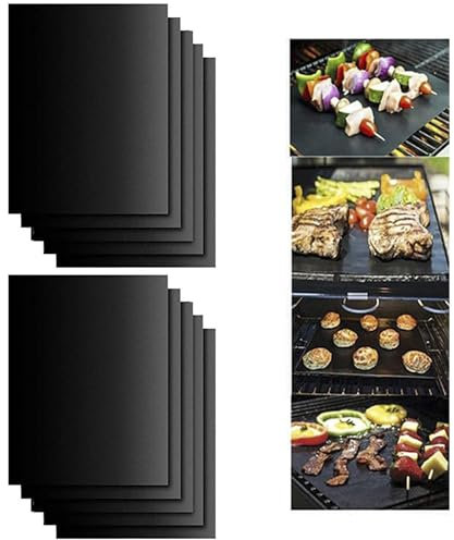 Pack of 10 Oven Liner, 40cm x 33cm, Oven Liners for Fan Assisted Ovens, Non Stick BBQ Mats for Gas Grill, Baking Mat, Easy to Clean, Convenient Baking, Reusable, Protect Bottom of Oven