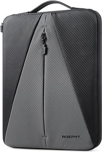 ROEPHY 16 Pouces Housse de Protection Ordinateur Portable Sac Ordi Pochette pour 16 Dell/HP Pavilion Envy/ThinkPad IdeaPad/ASUS Vivobook/MacBook Pro 16 M3 M2 M1 / Acer/LG, Noir + Gris