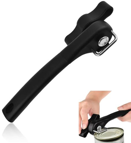 Ouvre Boîte, Professionnel pour Cuisine, Ouvre Boîte en Acier Inoxydable, Ouvre Boîte Manuel avec Poignée Antidérapante Bord Lisse Poignée Ergonomique, pour Tous les Types de Conserves, Noir