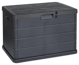 Maury's Truhe, 170 Liter, Holzoptik, Aufbewahrungsbox, aus Kunstharz, Anthrazit, Maße: 78 x 55 x 52 cm, hergestellt in Italien