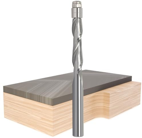 Spiral Flush Trim Router Bits, Spiral Up-Cut Cutter, 1/4Diameter, 1-1/8 Cut Length, 1/4 Inch Shank, Solid Carbide Template Router Bit, for Wood Flush Trimming with Double Ball Bearings (Up Cut)