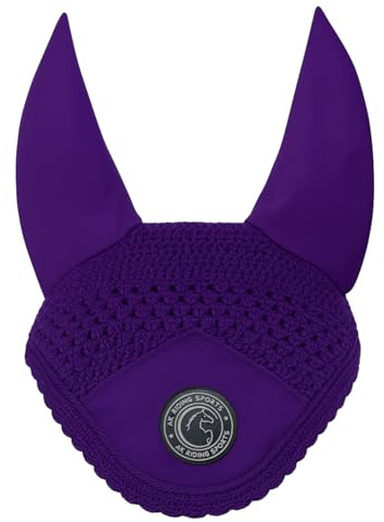 AK Fliegenhaube für Pferde - Weiche Lycra-Ohren, eng gestrickt, bequeme Passform - Reitohrhaube für Sportpferde AKRS-6069-01 (Lila, PONY / (S))