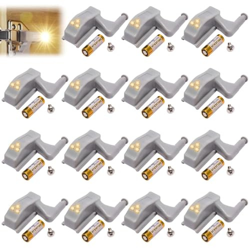 15 pezzi cerniera LED luce universale armadio Hinge sensore luce armadio armadio cerniera luce luce luce LED sensore per casa cucina armadio illuminazione casa cucina (bianco)