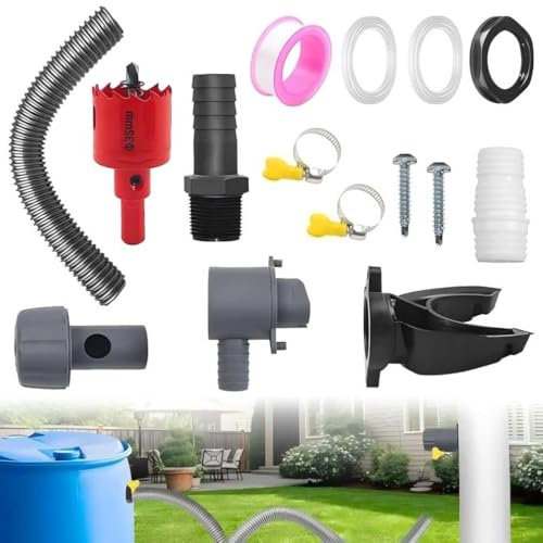 Colector de agua de lluvia de 70 – 110 mm, con manguera de 1 m, sistema de captura de agua, juego de conectores para barriles de lluvia, conector para cañones de lluvia, bajante para techos de hasta