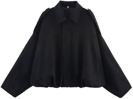IBAKOM Femmes Faux Suede Bomber Veste Manteau d'hiver Manches Longues Veste Varsity Vêtements de Rue Casual Outwear Noir M