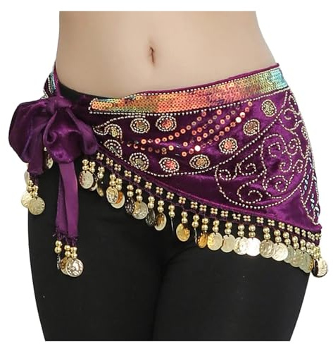 Bauchtanz-Hüfttuch, Bauchtanz-Hüftgürtel for Festival-Latein-Tänze, Rumba(Violet)
