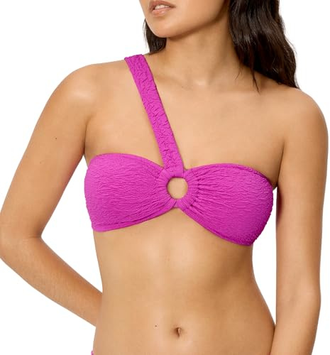 YSABEL MORA. Top Bikini Asimétrico Copa B. Sin Aro Y con Relleno Extraíble. Tejido Crinkle Texturizado .Colección Seasalt.
