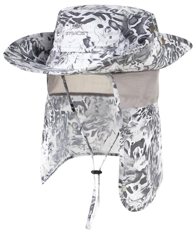 TOP-EX UPF 50 solhatt med nackskydd, vattentät safari utomhushatt, Vita vattenringar, L-XL
