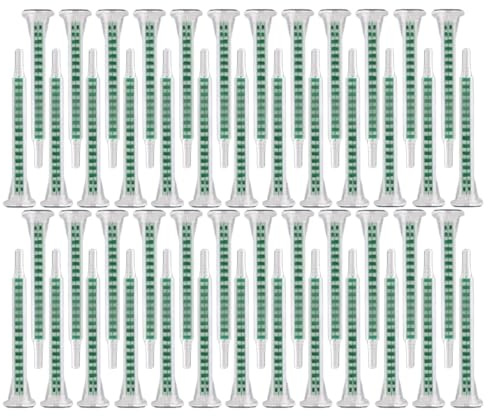 50 PIEZAS Boquilla de Mezcla Estática para Cola Epoxi Bi-Componente, Punta de Cartucho de Silicona Verde para Pistola de Cola, Tubo Mezclador de Poliuretano para Adhesivo AB, Accesorios de Barra de