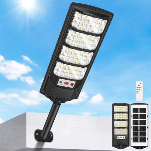 VOPHICHO Farolas Solares Exterior, 6500K Focos Solar LED Jardín con Sensor de Movimiento y Control Remoto, IP66 Impermeable Lampara Solar Exterior Luz de Seguridad para Garage Patio Calle, 1 Pack