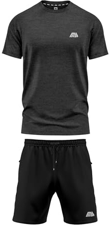 mymixtrendz Men 2 Piece Tracksuit Set Quick Dry Performance T-Shirt Gym Shorts Lightweight Breathable Activewear For Running Training, Fitness Sports Workout