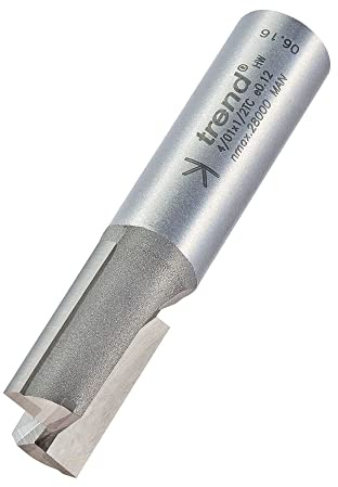 Trend Professional Straight Two Flute Router Cutter, 1/2 Inch Shank, 14mm Cut Diameter, Tungsten Carbide Tipped, 4/01X1/2TC