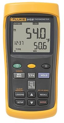 Fluke 54-2 Dual Input Digital Thermometer with USB Recording, 3 AA Battery, -418 to 3212 Degree F Range, 60 Hz Noise Rejection