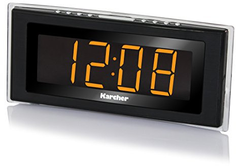 Karcher UR 1080 Uhrenradio (PLL-FM-Radio, Raumtemperaturanzeige, LED-Stimmungslicht, dimmbares Display, Dual-Alarm, Wochenend/Nap/Snooze-Funktion, Sleep-Timer) schwarz