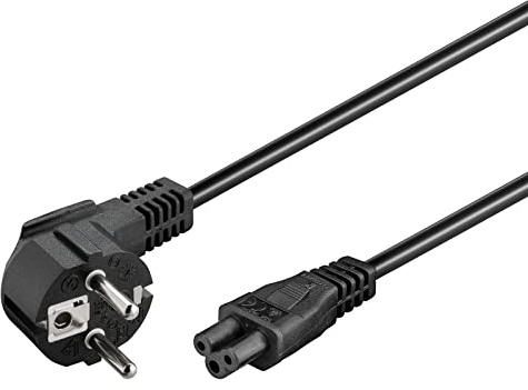 Goobay 44877 90 graders strömkabel 3 meter/strömkabel med Musse Pigg kontakt/90° vinklad skyddskontakt till IEC 320 C5-uttag/3 m