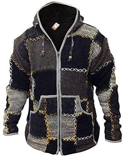 SHOPOHOLIC FASHION De Lana Hombres Patchwork súpercálido Chaqueta