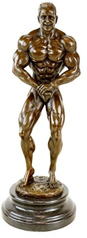 Konst & atmosfär – kroppsbyggarfigur Arni i brons – trofé – pokal – signerad Milo – bodybuilding skulptur – bronsfigur
