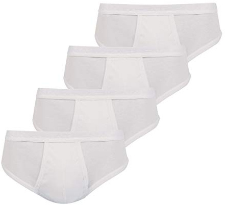 Athena - Slips Homme Taille Haute - Pur Coton Bio 8A68 - Blanc (Lot de 4)