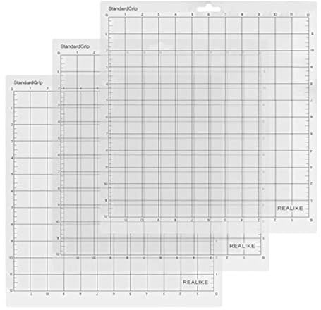 REALIKE Standard Grip Cutting Mat for Cricut Explore Machine,Cricut Expression Machine 30.48cmX30.48cm 12x12 inch Adhesive Sticky Cutting Mats 3Pack Replacement Vinyl Cutting mat for Craft Sewing