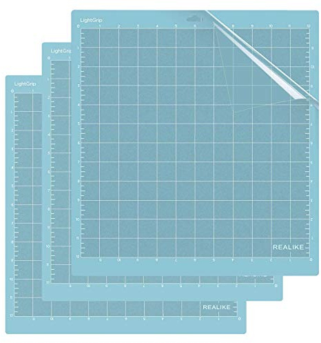 REALIKE Light Grip Cutting Mat for Cricut Explore Machine,Cricut Expression Machine Maker 30.48cmX30.48cm 12x12 inch Adhesive Sticky Cutting Mats 3Pack Replacement Vinyl Cutting mat for Craft Sewing