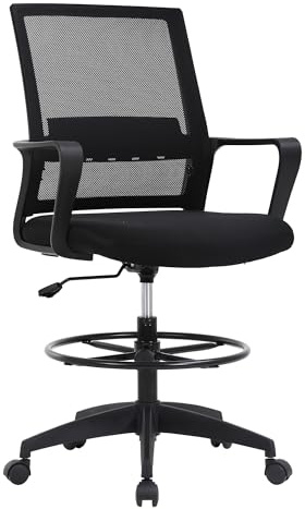 BestOffice | Tall Drafting Chair | Black | with Lumbar Support