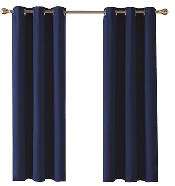 Ruby Deals Blackout Curtains Thermal Navy Blue Curtains 66x 54 2 Panels | Thermal Blackout Curtains for Living Room Energy saving Heat Blocking Curtains & Drapes For Window Kitchen Home Decor