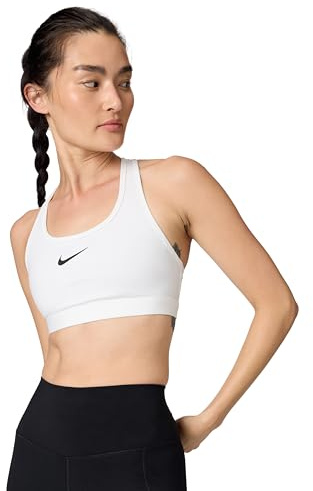 Nike DX6821-100 W NK SWSH Med SPT Bra Reggiseno Sportivo Donna White/Stone Mauve/Black Taglia S