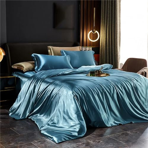 Haitpant Solid Mulberry Silk Bedding Set With Duvet Cover Bed Sheet Pillowcases Luxury Satin Single Double Bedsheet King Queen