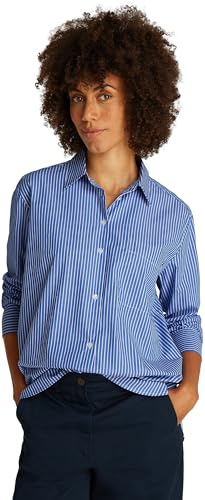 Tommy Hilfiger Camisa Mujer Poplin Easy Fit Oversized, Multicolor (Blue STP), 38