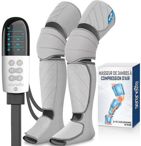 SereneLife Bottes Pressothérapie Chauffantes - Masseur de Jambes à Compression d’Air pour Mollets, Genoux et Pieds,6 Modes, Appareil de Massage pour Détente Musculaire, Soulagement Douleur et Thérapie