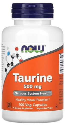 Now Foods - Taurine, 500mg | Acide Aminé pour le Soutien de la Santé Cardiaque et Énergétique - 100 Gélules
