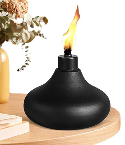 Fravsiu Torche de table en métal, conteneur de lampe de poche rechargeable - Lanterne de table Torches à la citronnelle Flamme rechargeable | Torche extérieure en métal robuste pour