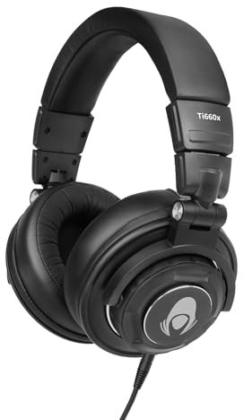 talomen TI660X Auriculares DJ con Cable,Auriculares de Estudio,auriculare con HD,50mm Controladores,Conector de 3.5 y 6 mm,Earphones de Ruido para pc Piano Guitarra AMP Grabación de Teléfono,Negro