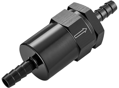 EVIL ENERGY 3/8 Barb Billet Inline Fuel Filter 30 Micron Aluminum Black for Car EFI & Carb Fuel Systems, Motorcycle and Boats