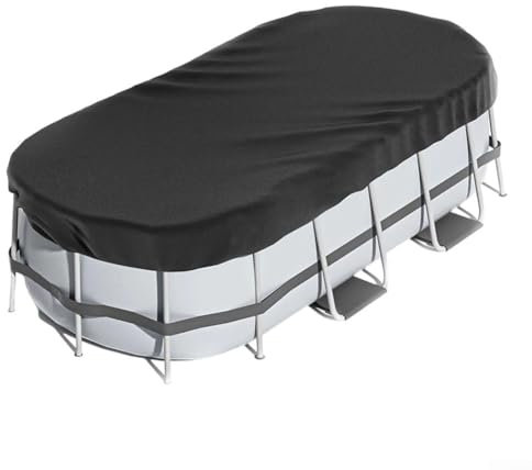 Bâche de piscine ovale en tissu Oxford, résistante au froid, aux UV, à la poussière, empêche la saleté de pénétrer, pour installations rectangulaires extérieures (2,4 x 4,3 m)