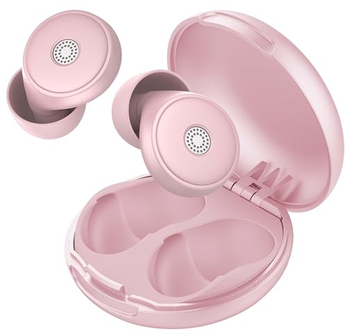 Tapones Oídos Ruido Dormir -45 dB, Tapones de silicona blandos y reutilizables con 8 tapones y bolsa de transporte, para dormir, conciertos, trabajar, estudiar, viajar (Rosa)