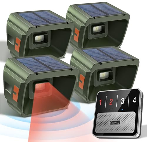 Chtoocy Upgraded Driveway Alarm, Radar + IR Dual Detection, 1/2 Mile Long Range Wireless Driveway Alarm, 3 Sensitivity Levels, Solar Power, Waterproof Motion Sensor for Protect Outdoor Property House
