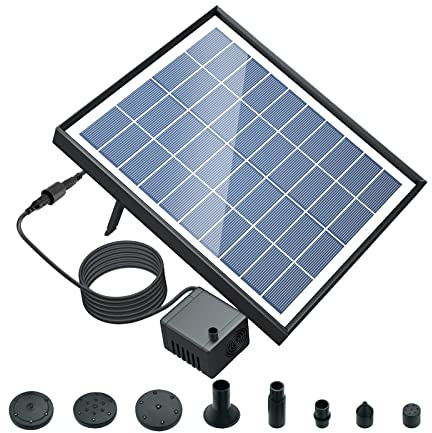 Dioche 6,5 W Solenergi Fontänpump med 6 Munstycken - Dränkbar Vattenpump för Fågelbad, Akvarium och Trädgårdsinredning