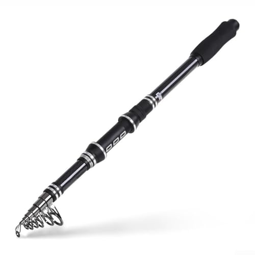 Besshepplo Caña de pescar de carbono para pesca de agua salada telescópica de 1,8 m a 3,0 m, 6-8 secciones, ligera, 142 g-256 g, guías de acero inoxidable con bolsa de almacenamiento de lona (300)