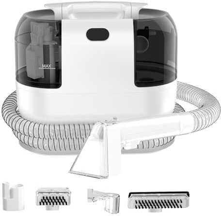 PUREBEAR Portable HandHeld Carpet Cleaner Machine, Spot Cleaner | 18Kpa Suction Power| Dual Tank| Upholstery| Stains, Couch, Car Seat, Rug, Mattress| 2 Cleaning Heads| Self Cleaning