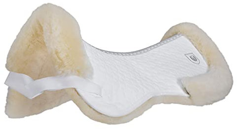 Werner Christ ® Sattelkissen/Sattelpad Rand Standard Sattelunterlage aus echtem Lammfell, komfortable, wärmend Lammfellunterlage mit Fell-Rand, weiß, Gr.: Warmblut
