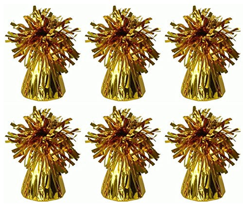 B&S Trendz Balloon Weights 6 Pack Gold Foil, Suitable for Helium Balloons at Birthdays, Parties, Events, Weddings & Celebrations, Heavy & Durable 85g.